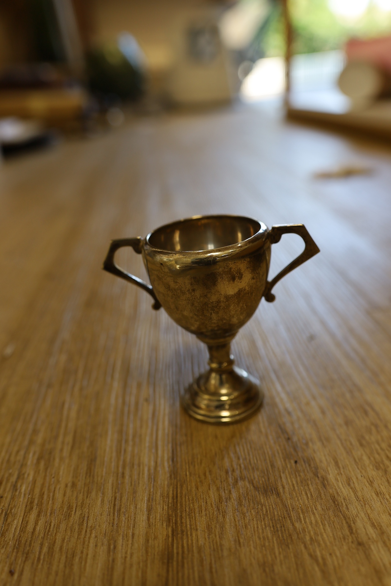 A large quantity of silver plate and some small silver to include Russian egg cup and twin handled trophy. Condition - mostly fair to good